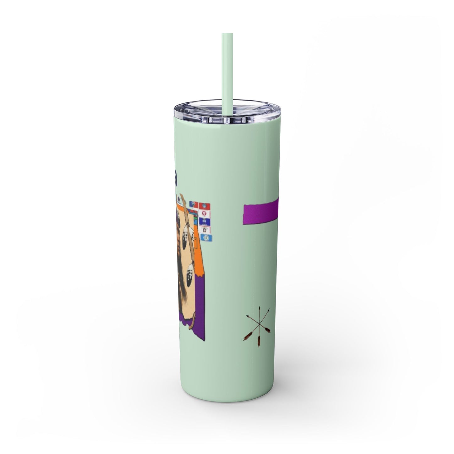 Apache 20oz Skinny Tumbler with Straw — Colorful Retro Design "Naishade"