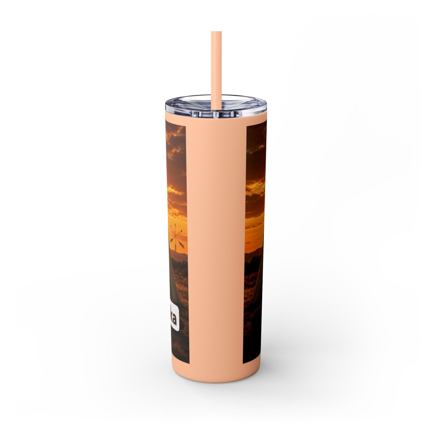Ponca Sunset Teepee Skinny Tumbler — 20oz Insulated Straw Cup
