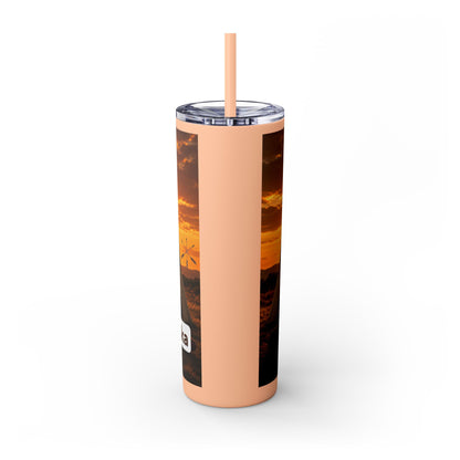 Ponca Sunset Teepee Skinny Tumbler — 20oz Insulated Straw Cup