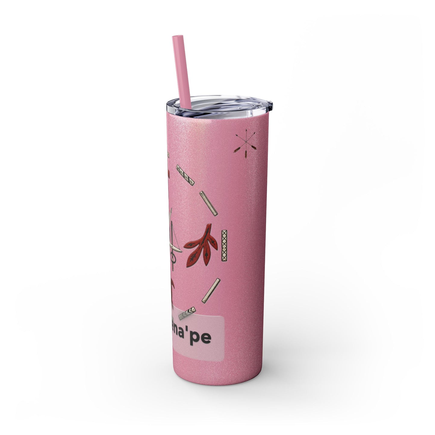Delaware East Personalized 20oz Skinny Tumbler with Straw — Custom Name Tribal Crest Design