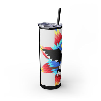 Onci 20oz Skinny Tumbler - Geometric Thunderbird Design, Insulated Travel Cup with Straw