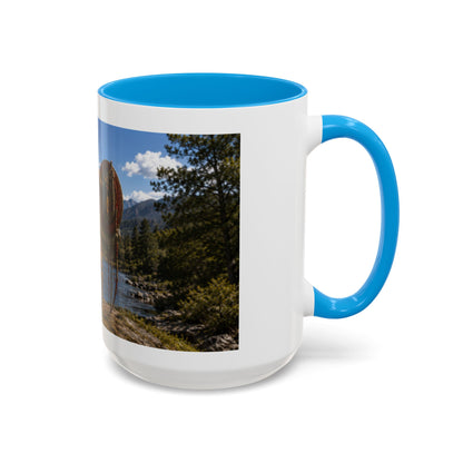 Chickasaw Warrior Statue Scenic Mug — Mythic Landscape Coffee Cup (11oz/15oz)