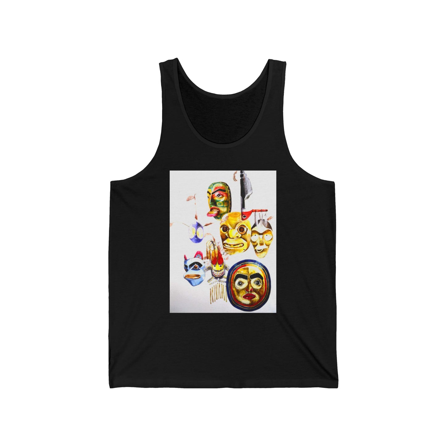 Native Mask & Arrow Tank Top — Tribal Mask Art Graphic Tank