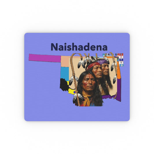 Apache Naishadena Tribal Art Rectangular Mouse Pad — Native American Portrait Desk Mat