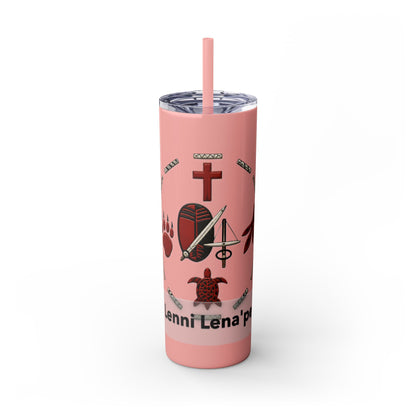 Delaware East Personalized 20oz Skinny Tumbler with Straw — Custom Name Tribal Crest Design