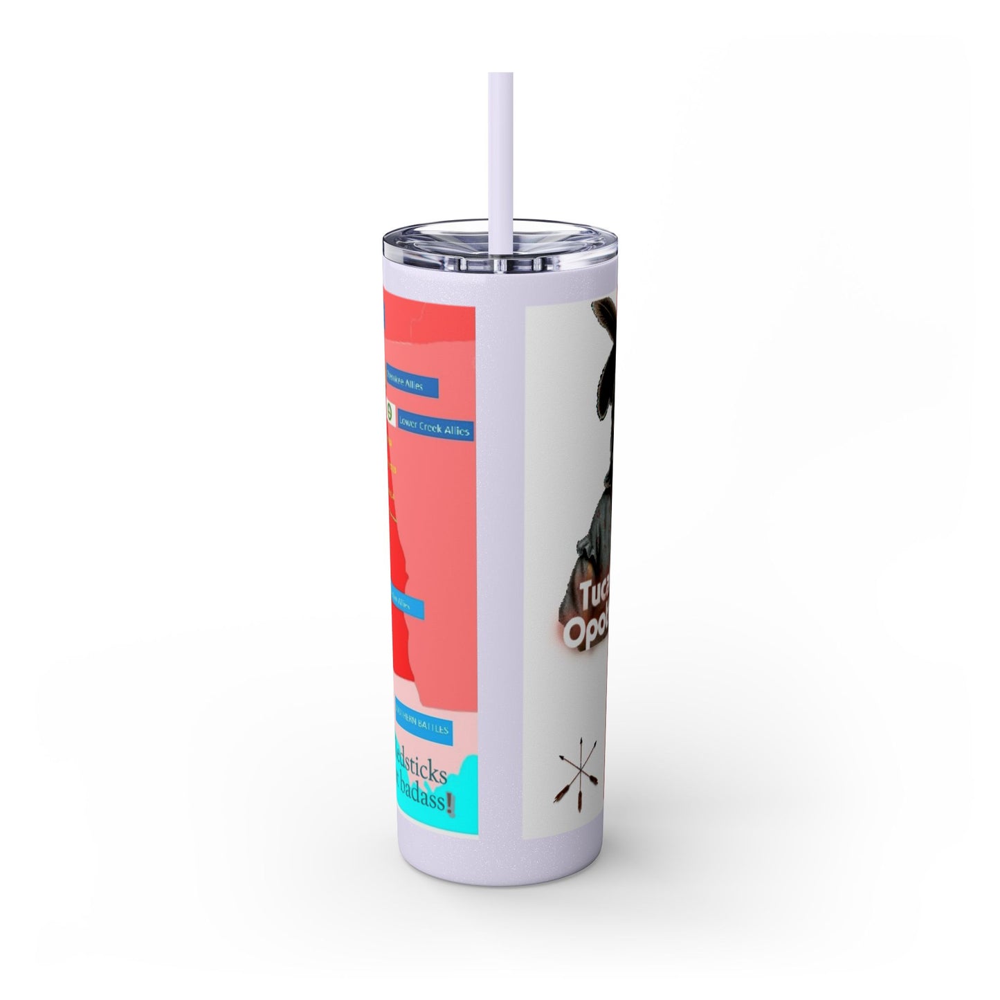 Opothleyahola Skinny Tumbler – Colorful Native American Portrait Design, 20oz Stainless Straw Cup