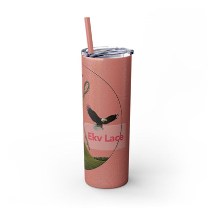 Kialegee 20oz Skinny Tumbler — Faith & Outdoor Lacrosse Design with Cross, Sticks, Campfire