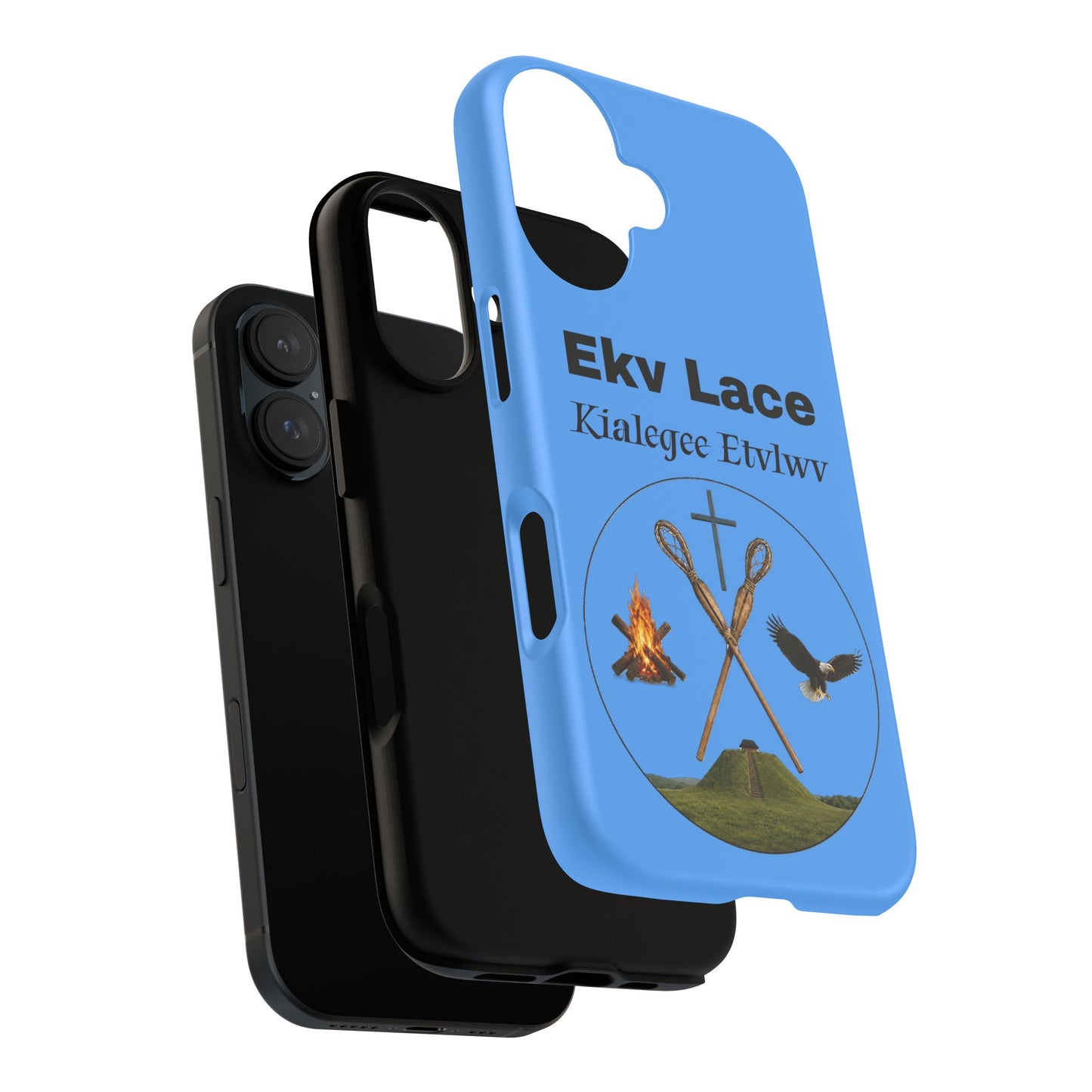 Kialegee Protective Phone Case — Custom 'Ekv Lace' Cross & Campfire Design