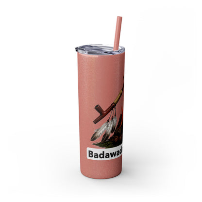 Pottawatomie Campfire Badge Skinny Tumbler 20oz — Badawadame Nation Design
