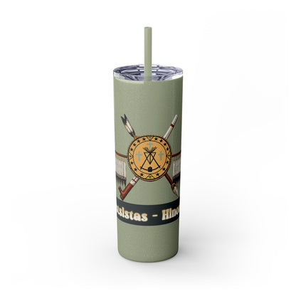 Cheyenne Arapaho 20oz Skinny Tumbler — Native American Shield & Arrows Design (Tsistsistas - Hinono'eitiit)