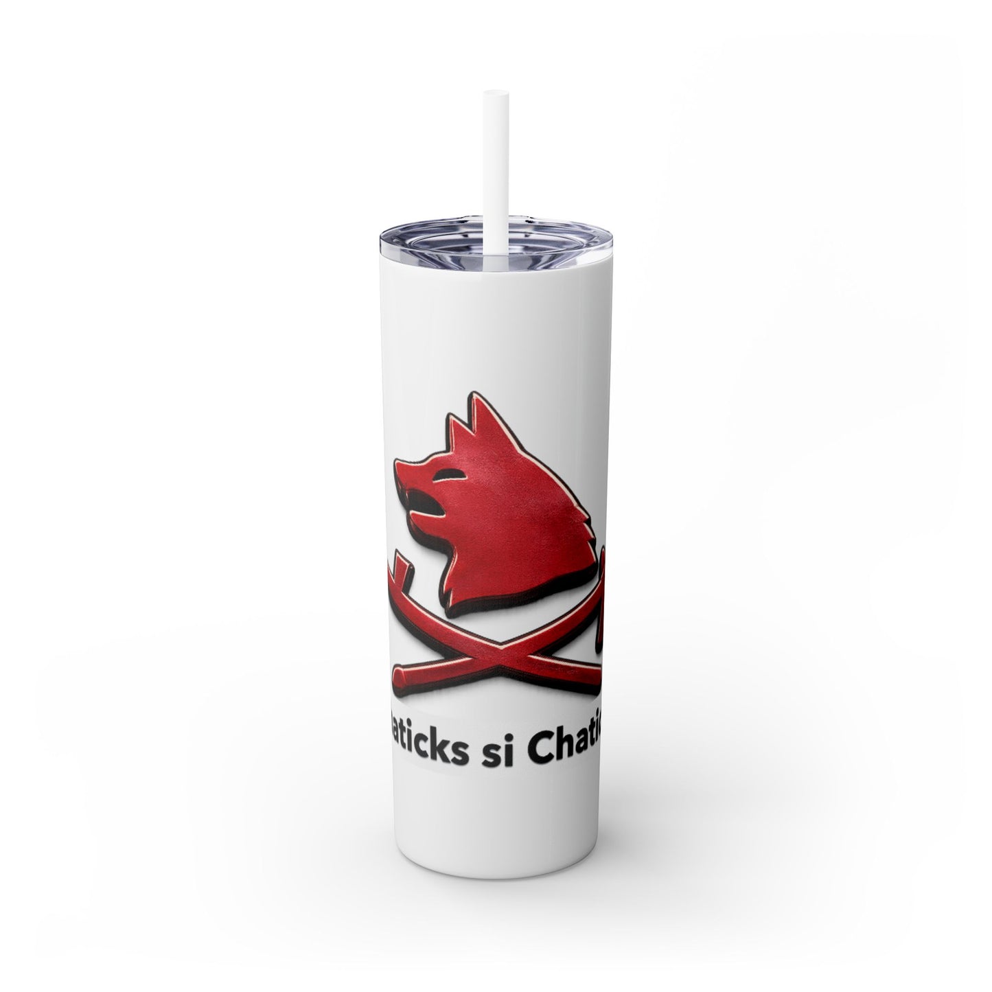 Pawnee Skinny Tumbler — Red Wolf Logo 20oz Insulated Tumbler with Straw