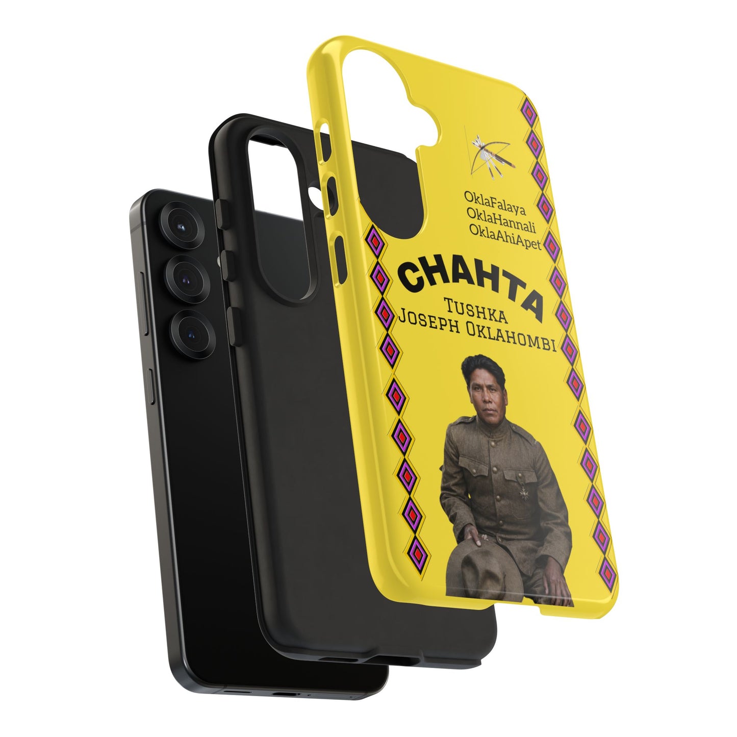 Chahta Tushka Joseph Oklahombi Yellow Phone Case — Native American Tribute Protective Cover