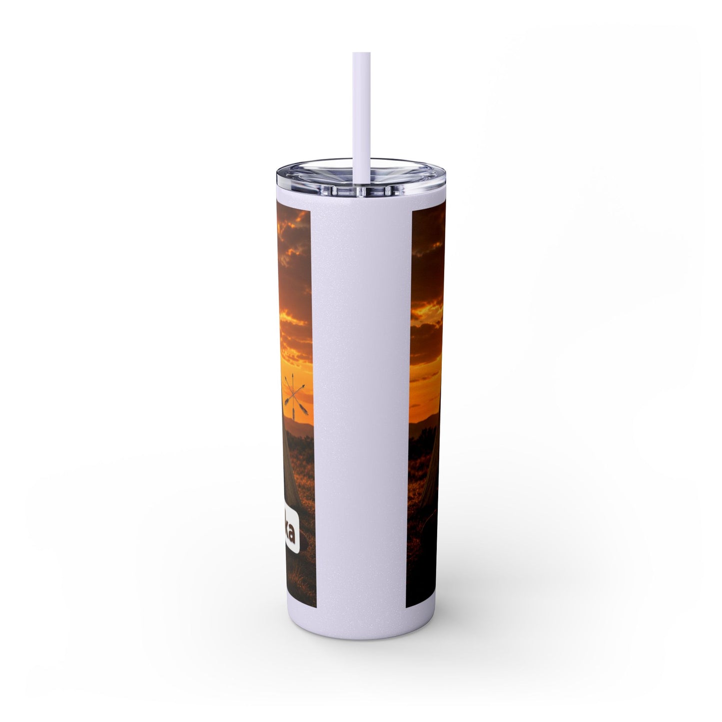 Ponca Sunset Teepee Skinny Tumbler — 20oz Insulated Straw Cup