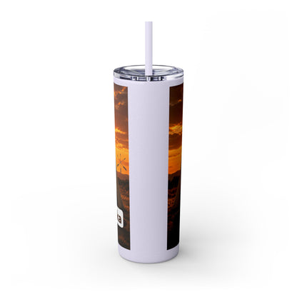 Ponca Sunset Teepee Skinny Tumbler — 20oz Insulated Straw Cup