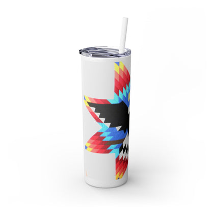Onci 20oz Skinny Tumbler - Geometric Thunderbird Design, Insulated Travel Cup with Straw