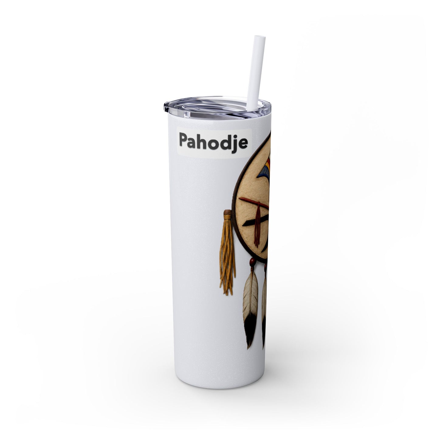 Iowa 20oz Skinny Tumbler with Native Dreamcatcher Design - 'Pahodje' Travel Straw Cup