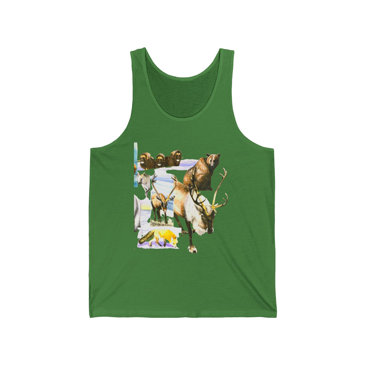 Wildlife Collage Tank Top — Elk, Bear & Arrow Tribal Summer Tee