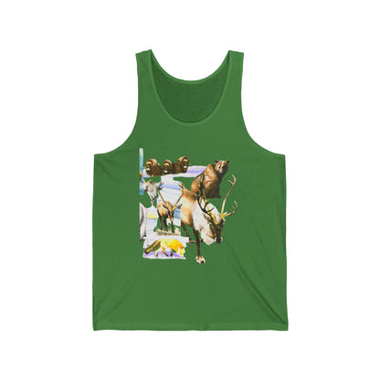 Wildlife Collage Tank Top — Elk, Bear & Arrow Tribal Summer Tee