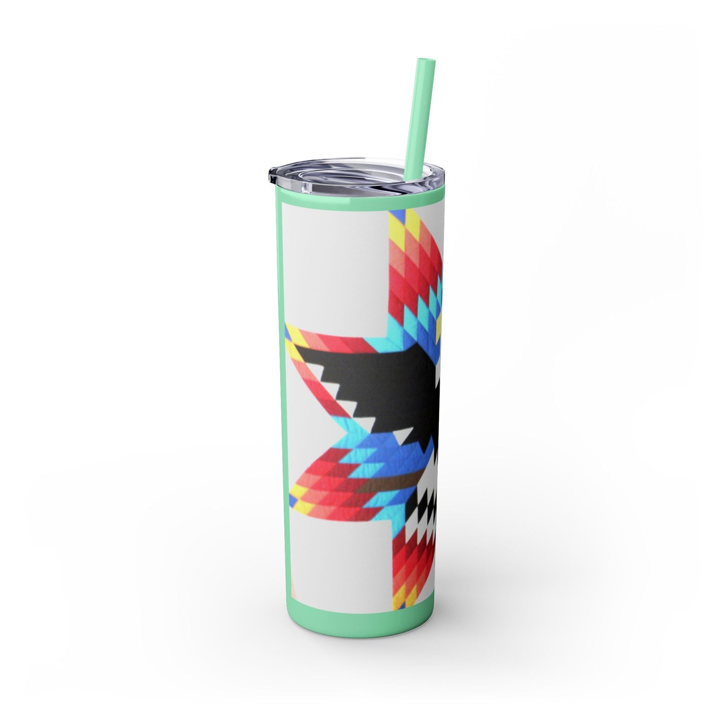 Onci 20oz Skinny Tumbler - Geometric Thunderbird Design, Insulated Travel Cup with Straw