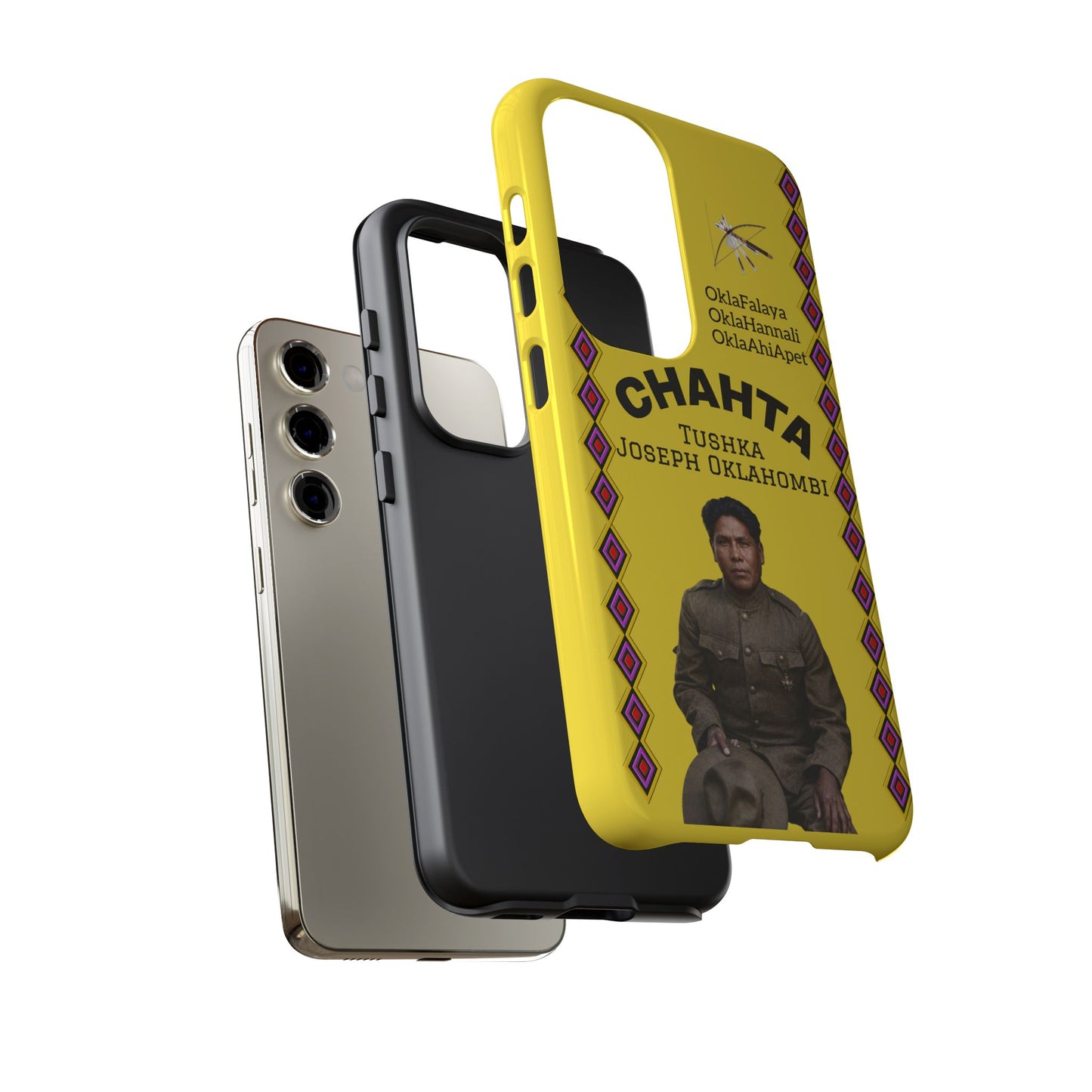 Chahta Tushka Joseph Oklahombi Yellow Phone Case — Native American Tribute Protective Cover