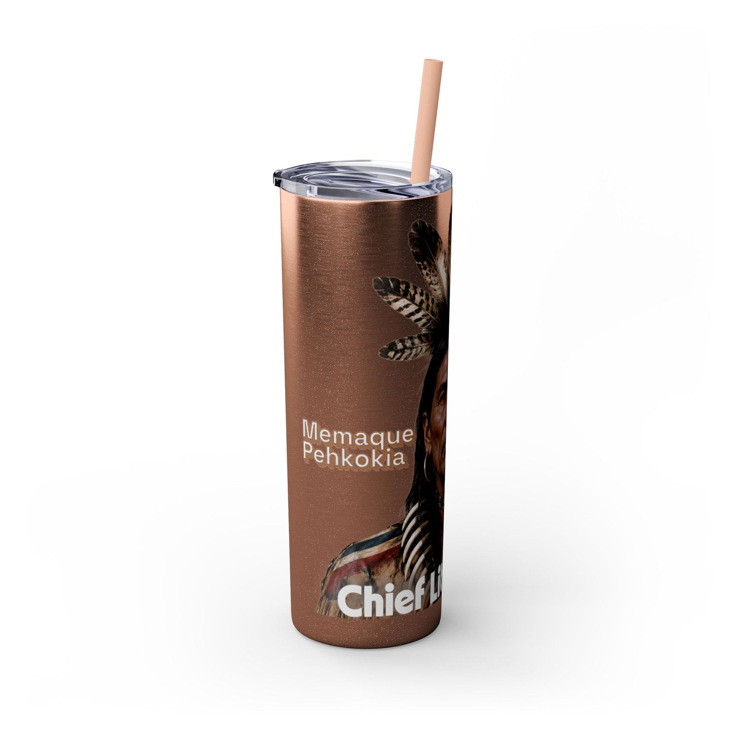 Miami 20oz Skinny Tumbler with Straw — Native Chief Portrait Travel Cup