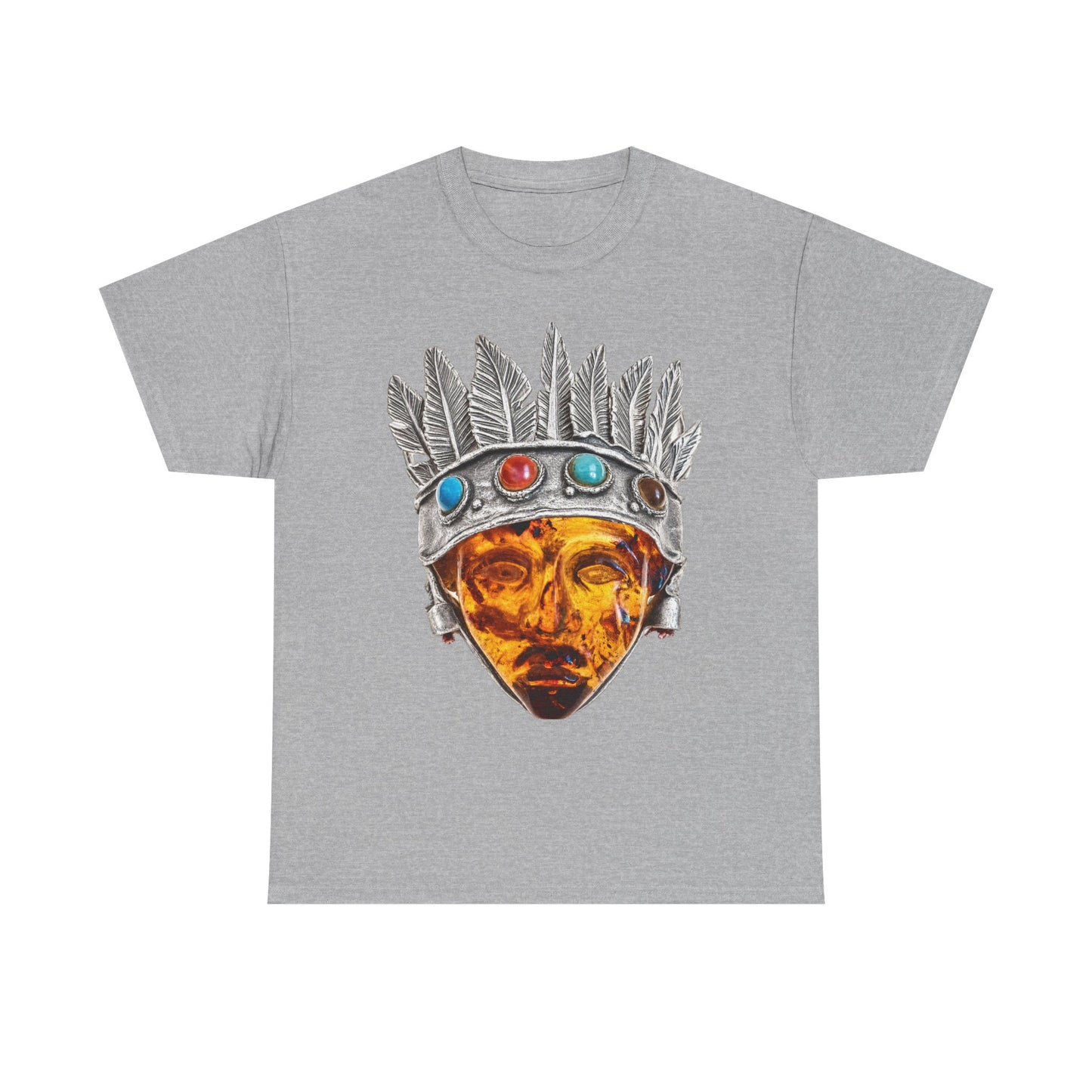 Tribal Crown Mask Tee — Vintage Gemstone Headdress Graphic T-Shirt