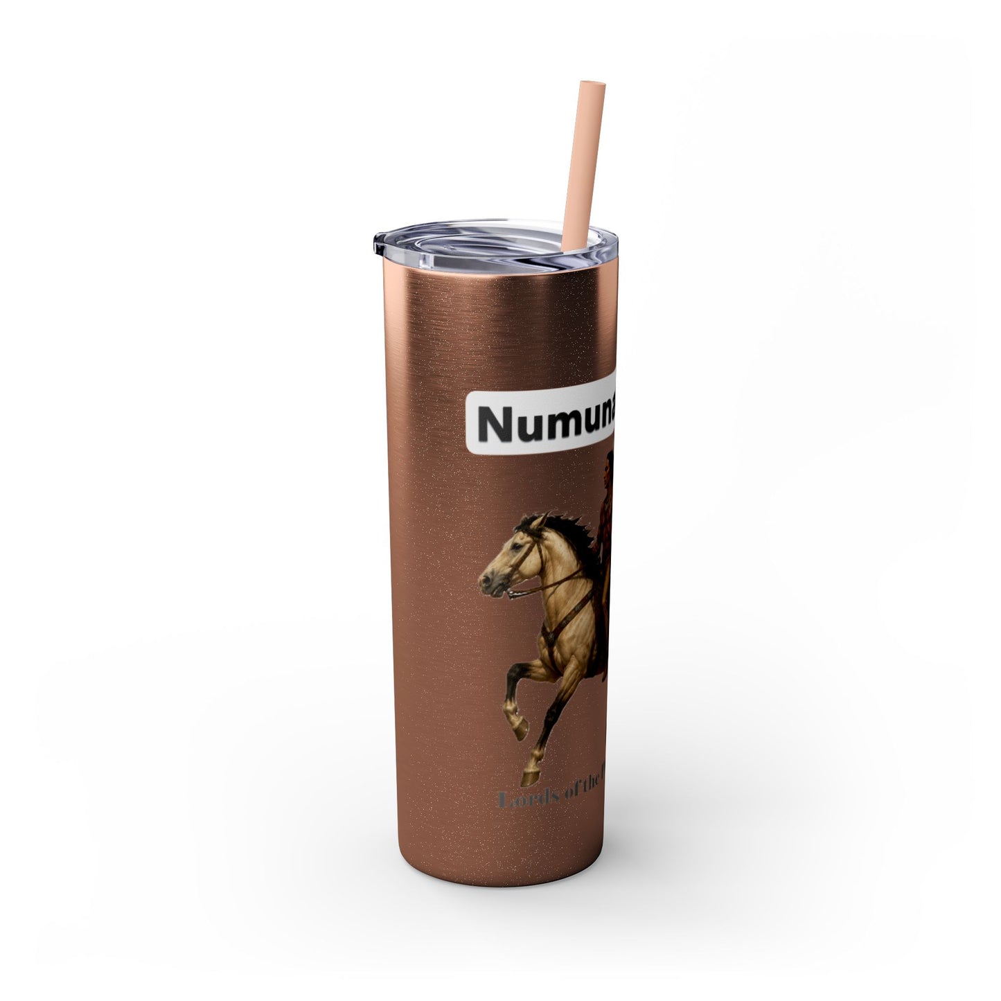 Comanche Numunah Warrior Horse 20oz Skinny Tumbler with Straw — Native American Inspired Travel Cup