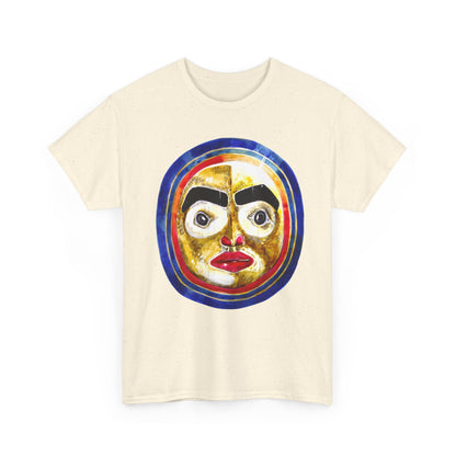 Moon Mask Art Tee — Colorful Surreal Face Graphic T-Shirt