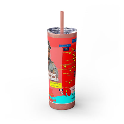 Opothleyahola Skinny Tumbler – Colorful Native American Portrait Design, 20oz Stainless Straw Cup