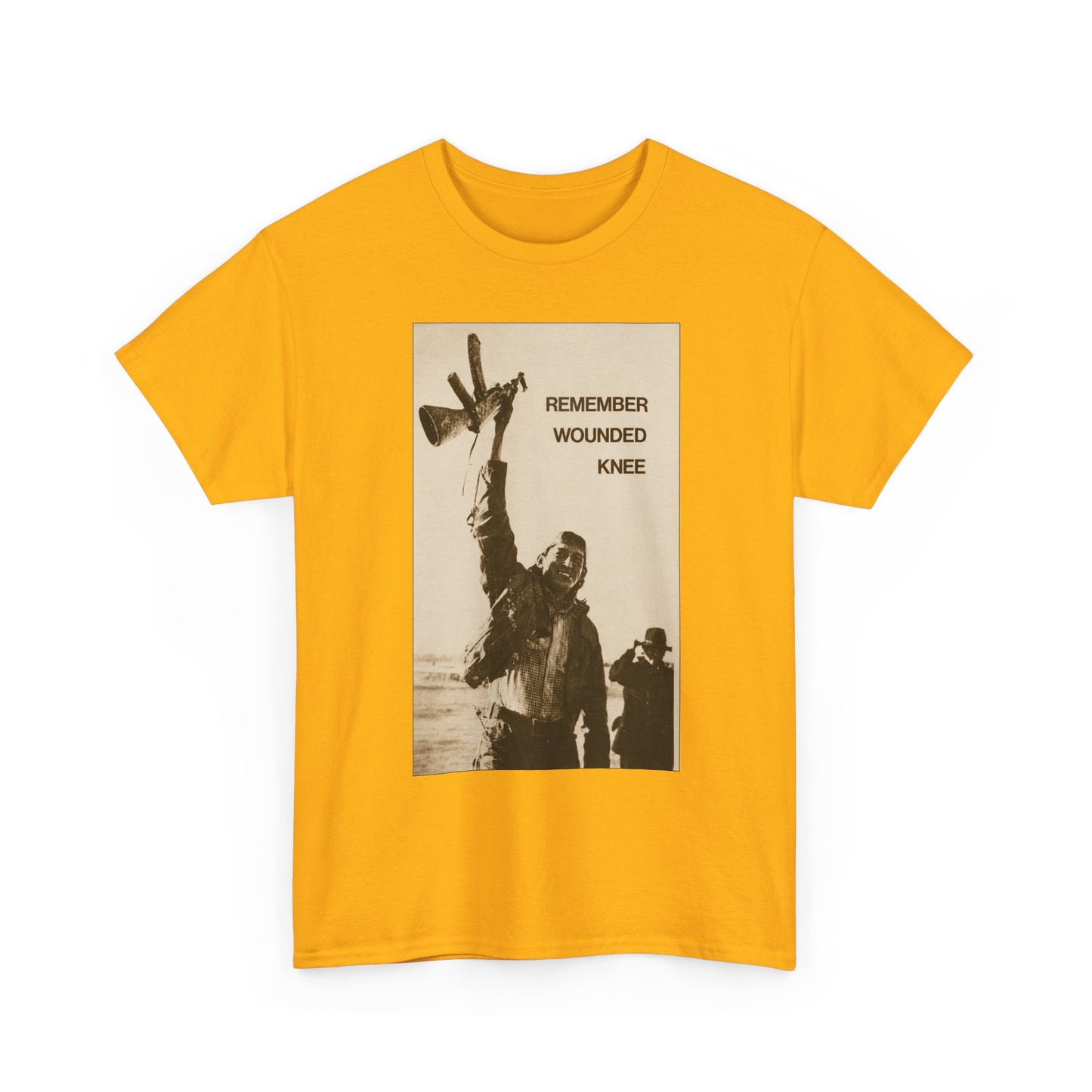 T-Shirt — 'Remember Wounded Knee' Historical Protest Tee with Arrow Emblem