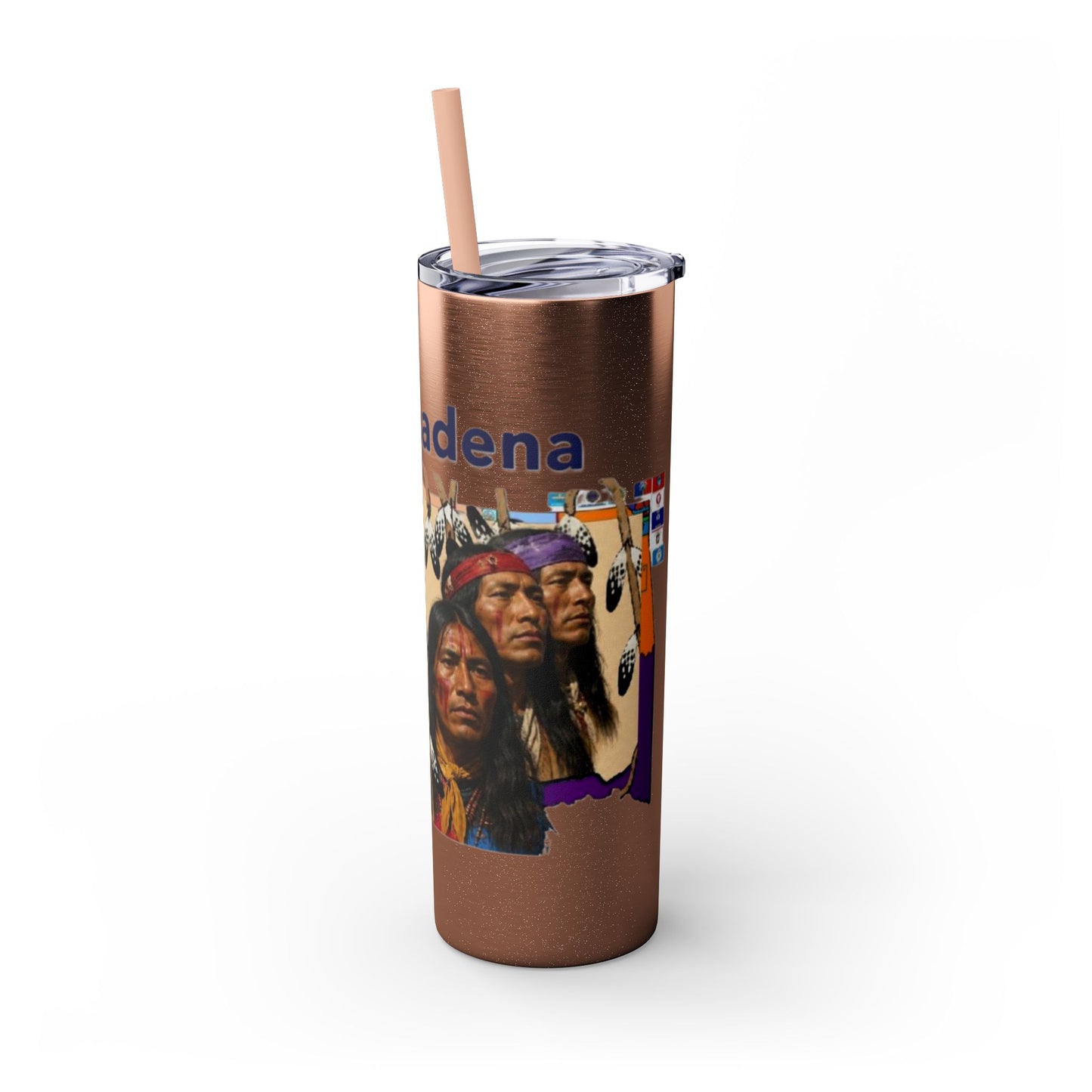 Apache 20oz Skinny Tumbler with Straw — Colorful Retro Design "Naishade"