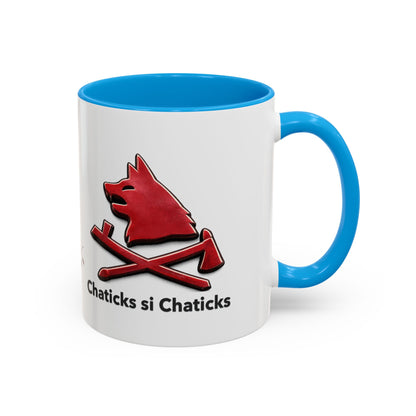Pawnee Chaticks Si Chaticks Red Wolf Logo Mug — Funny Novelty Coffee Cup (11oz, 15oz)