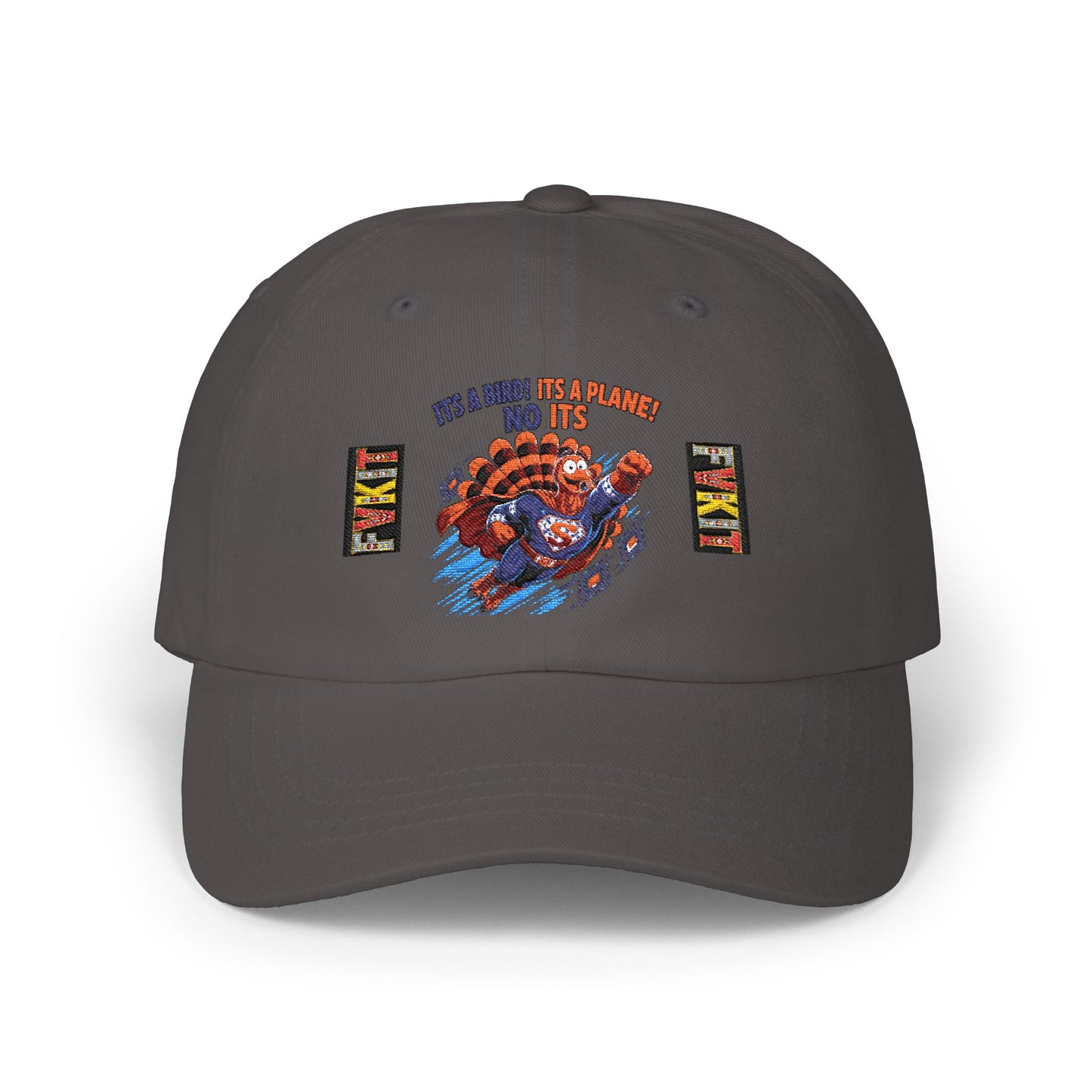 Turkey Dad Cap with Retro Turkey 'It’s A Murder, It’s A Massacre, No It’s' Graphic — Thanksgiving Hat