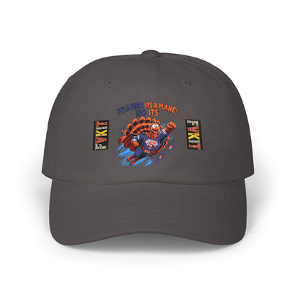Turkey Dad Cap with Retro Turkey 'It’s A Murder, It’s A Massacre, No It’s' Graphic — Thanksgiving Hat