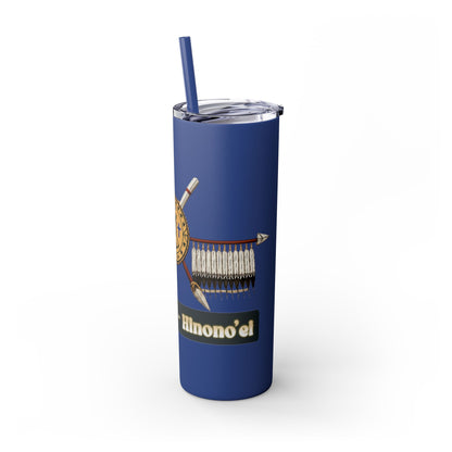 Cheyenne Arapaho 20oz Skinny Tumbler — Native American Shield & Arrows Design (Tsistsistas - Hinono'eitiit)
