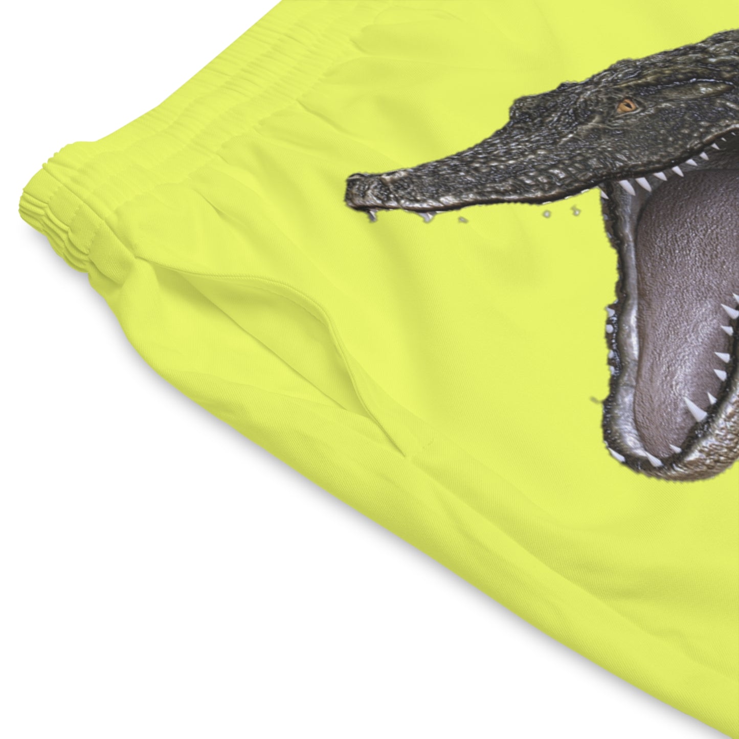 Mvskoke Alligator Beach Shorts — Neon Yellow Men’s Swim Trunks