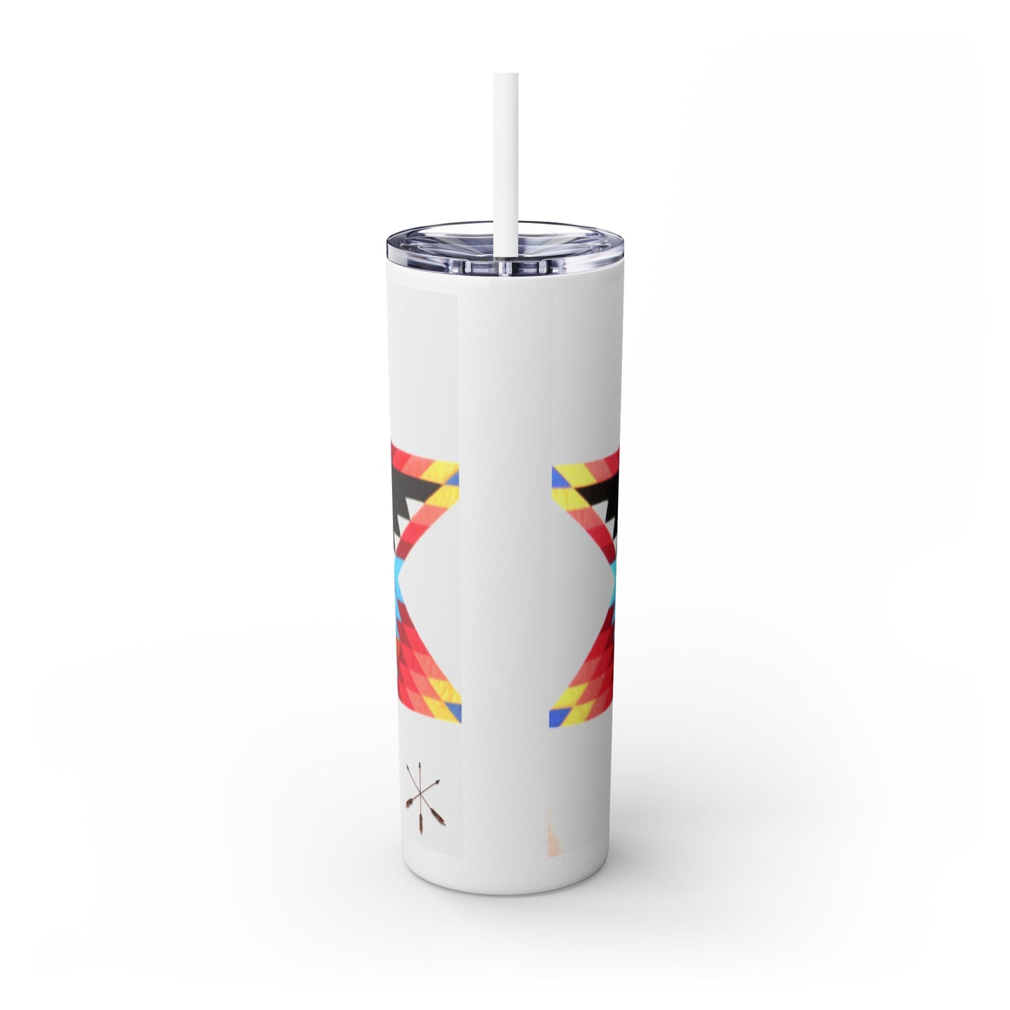 Onci 20oz Skinny Tumbler - Geometric Thunderbird Design, Insulated Travel Cup with Straw