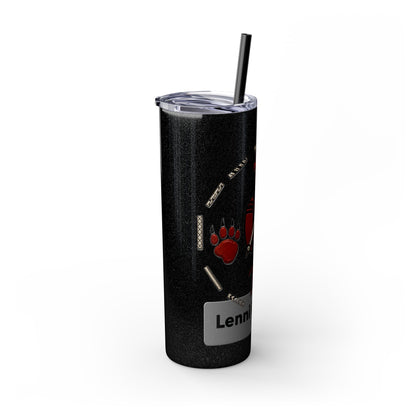 Delaware East Personalized 20oz Skinny Tumbler with Straw — Custom Name Tribal Crest Design
