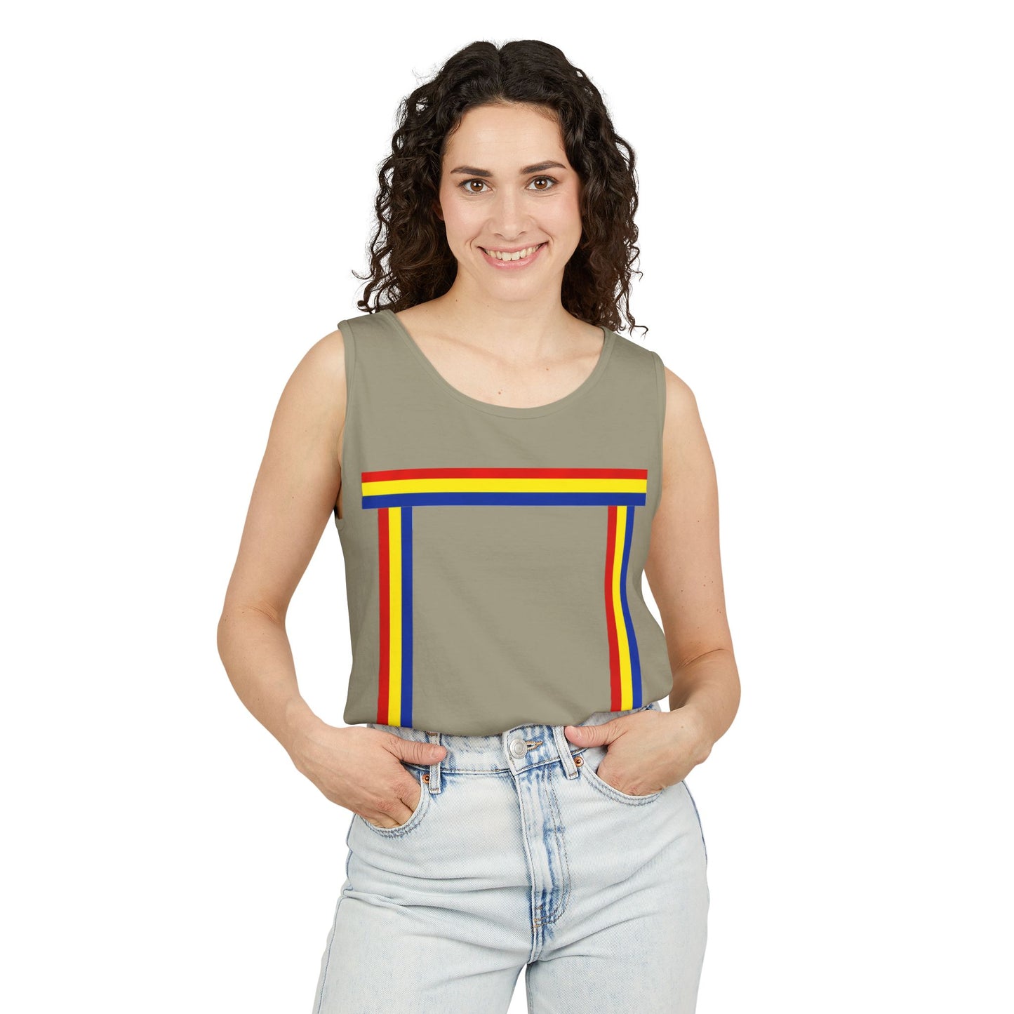 Blue Ribbon Shirt inpired Tank Top — Minimal Rainbow Ribbon Graphic