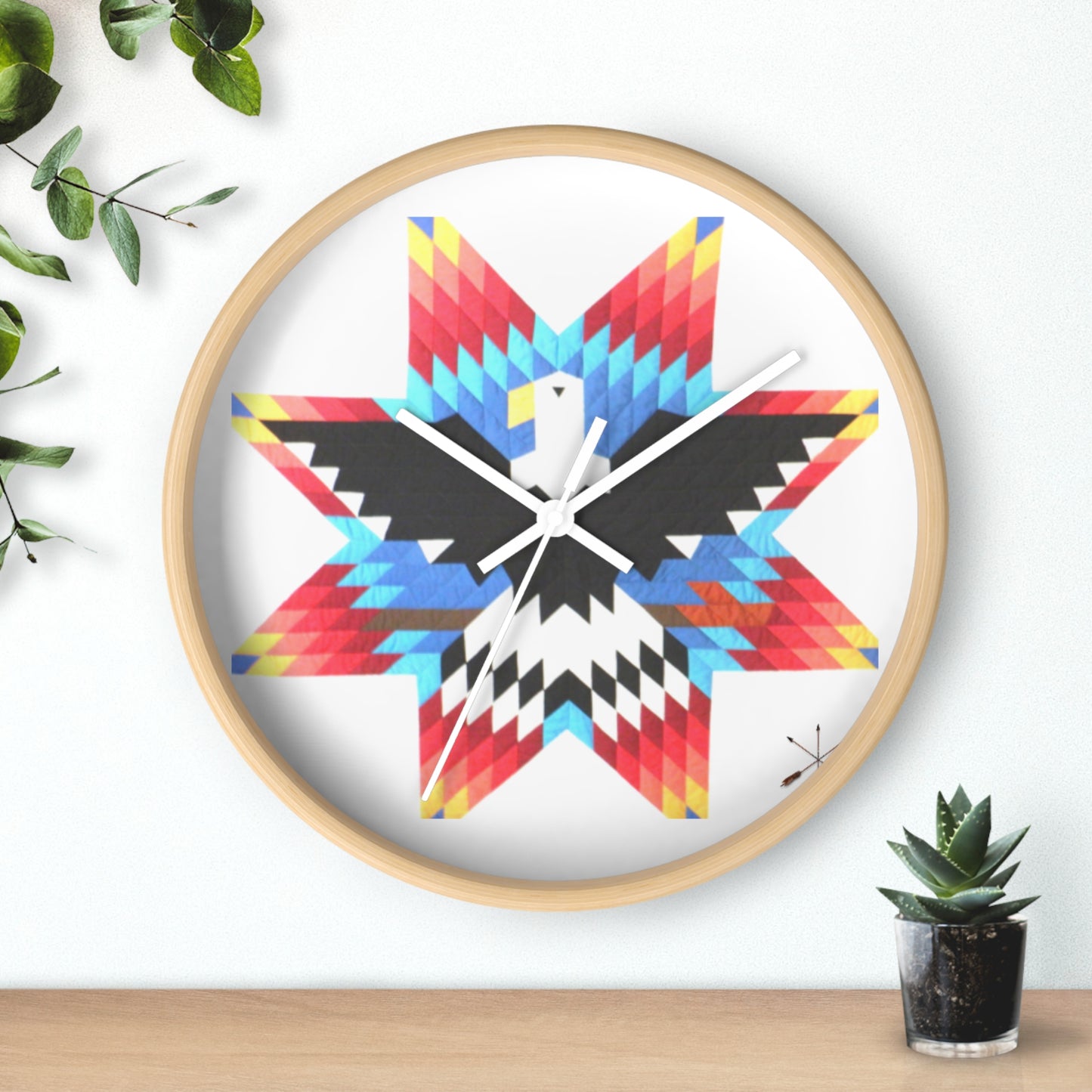 Southeaster Eagle Star Wall Clock — Native Pattern Decorative Clock