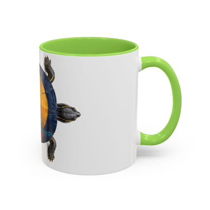 Delaware West Colorful Turtle Coffee Mug — Vibrant Hand-Painted Shell Design (11oz/15oz)