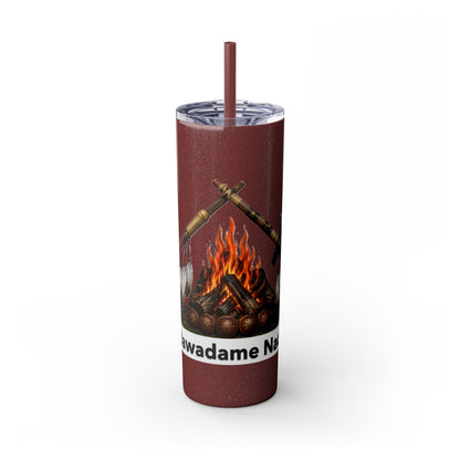 Pottawatomie Campfire Badge Skinny Tumbler 20oz — Badawadame Nation Design