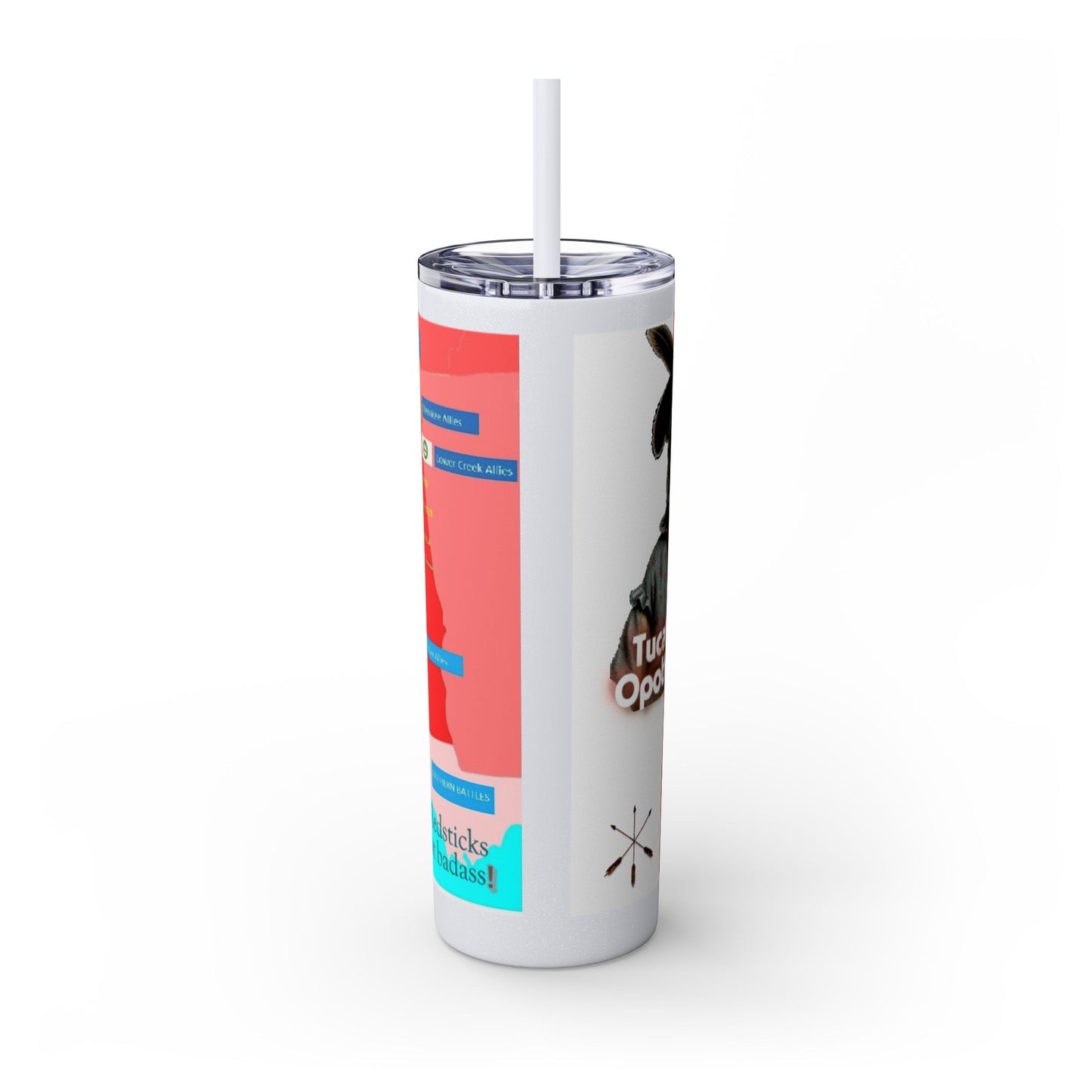 Opothleyahola Skinny Tumbler – Colorful Native American Portrait Design, 20oz Stainless Straw Cup