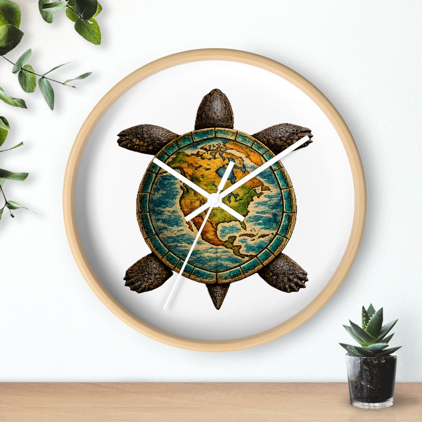 Turtle Globe Wall Clock — Nautical Coastal Decor for Ocean Lovers