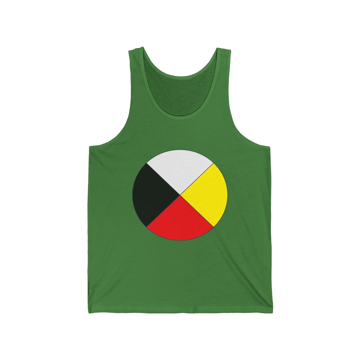 Native Medicine Wheel Tank Top — Four Directions Circle Design with Crossed Arrows