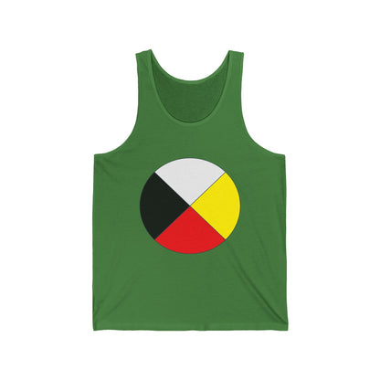 Native Medicine Wheel Tank Top — Four Directions Circle Design with Crossed Arrows