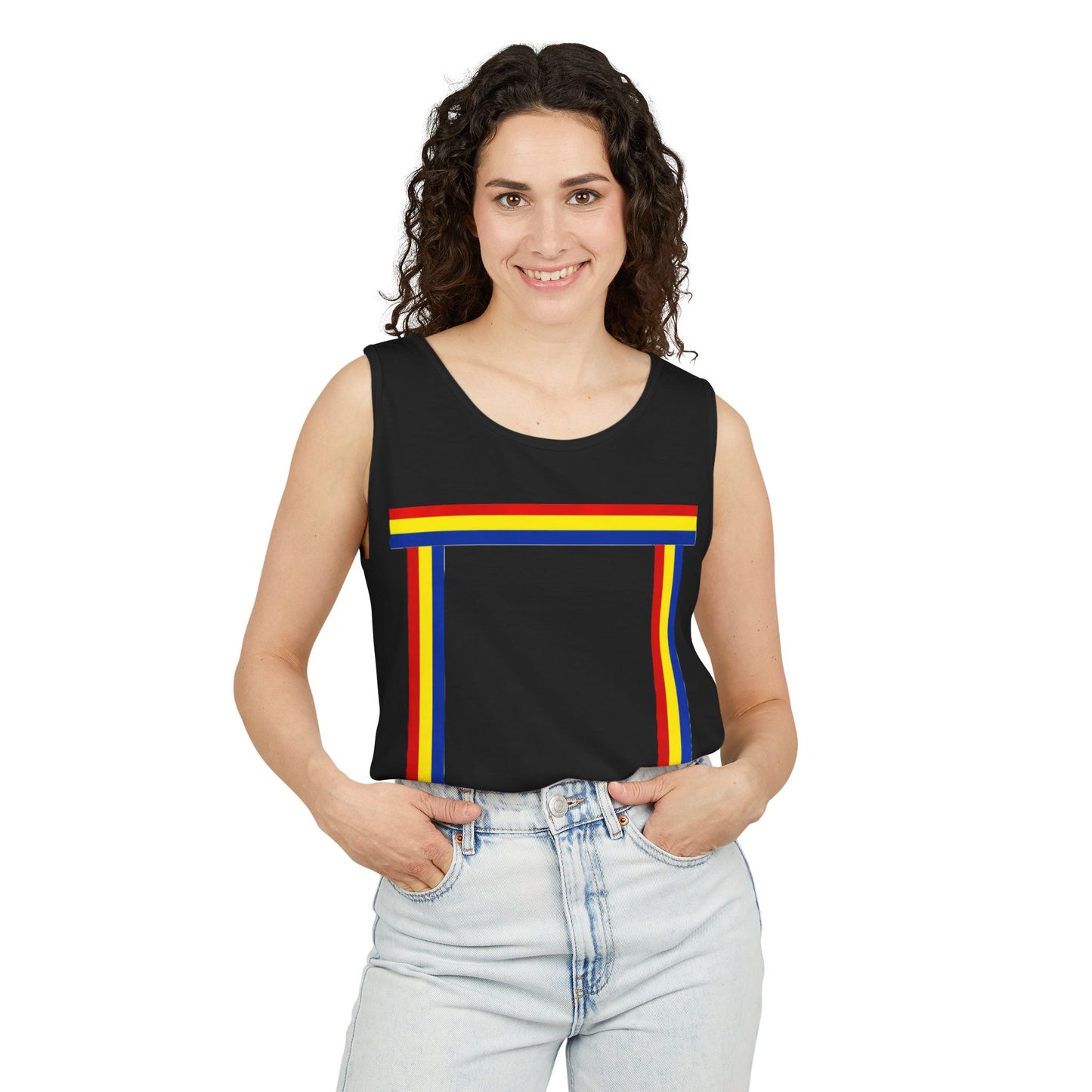 Blue Ribbon Shirt inpired Tank Top — Minimal Rainbow Ribbon Graphic