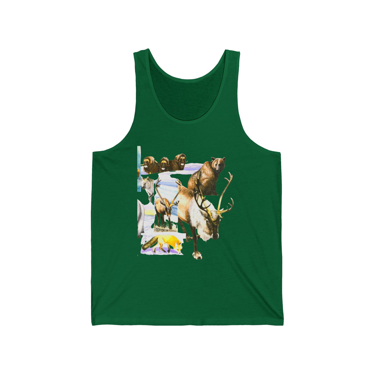 Wildlife Collage Tank Top — Elk, Bear & Arrow Tribal Summer Tee