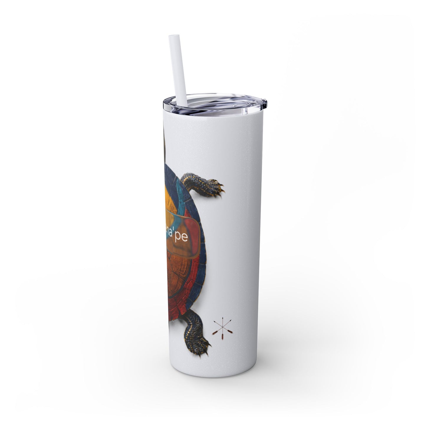 Delaware West Turtle Skinny Tumbler 20oz — Colorful Sea Turtle Travel Cup with Straw