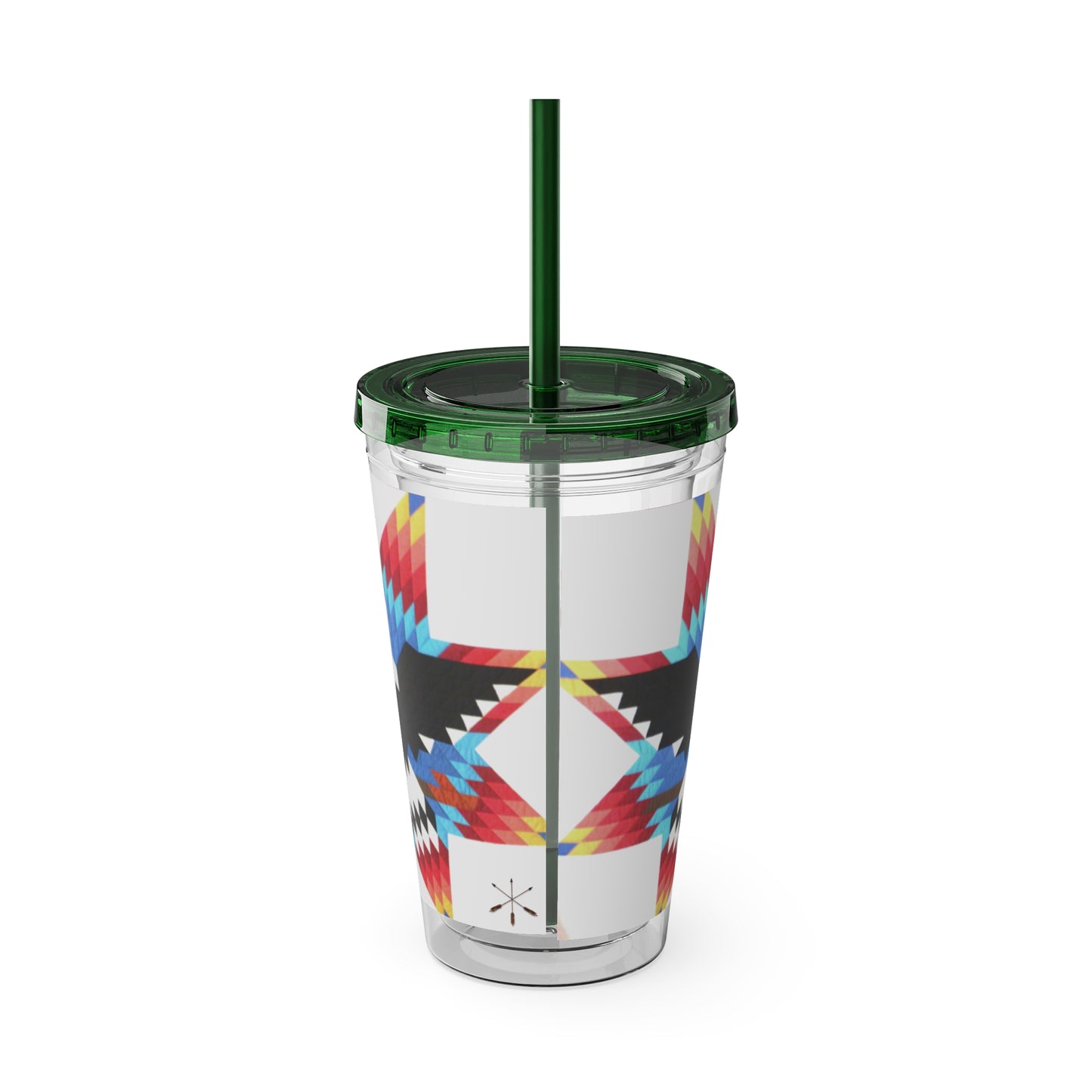 Onci 16oz Sunsplash Tumbler with Straw — Southwestern Eagle Pattern, Insulated Travel Cup